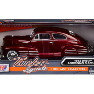 1948 Chevrolet Aerosedan Fleetline Dark Red Metallic 1/24 Diecast Model Car by Motormax