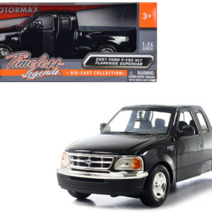 2001 Ford F-150 XLT Flareside Supercab Pickup Truck Black 1/24 Diecast Car Model by Motormax