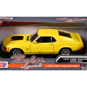 1970 Ford Mustang Boss 429 Yellow 1/24 Diecast Model Car by Motormax