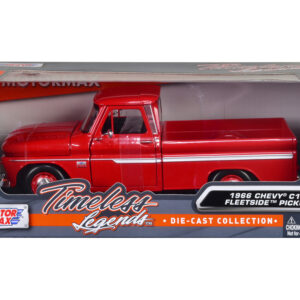 1966 Chevrolet C10 Fleetside Pickup Truck Red 1/24 Diecast Model Car by Motormax