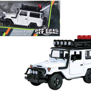Toyota FJ40 Land Cruiser White “4×4 Overlanders” Series 1/24 Diecast Model Car by Motormax