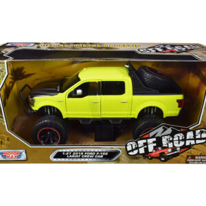 2019 Ford F-150 Lariat Crew Cab Pickup Truck Off Road Bright Green 1/27 Diecast Model Car by Motormax