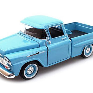 1958 Chevrolet Apache Fleetside Pickup Truck Light Blue 1/24 Diecast Model Car by Motormax