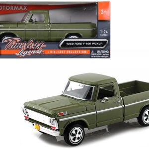 1969 Ford F-100 Pickup Truck Green 1/24 Diecast Model Car by Motormax