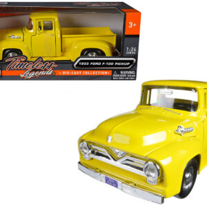 1955 Ford F-100 Pickup Truck Yellow 1/24 Diecast Model Car by Motormax