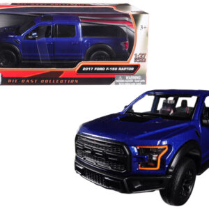 2017 Ford F-150 Raptor Pickup Truck Blue with Black Wheels 1/27 Diecast Model Car by Motormax