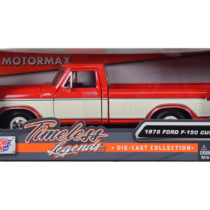 1979 Ford F-150 Custom Pickup Truck Orange and Cream 1/24 Diecast Model Car by Motormax