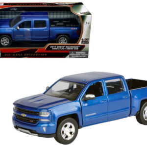 2017 Chevrolet Silverado 1500 LT Z71 Crew Cab Pickup Truck Blue 1/27 Diecast Model Car by Motormax