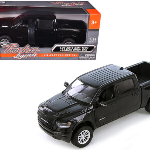 2019 RAM 1500 Laramie Crew Cab Pickup Truck Black 1/24 Diecast Model Car by Motormax