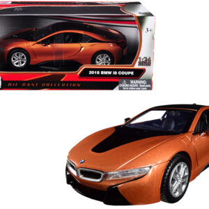 2018 BMW i8 Coupe Metallic Orange with Black Top 1/24 Diecast Model Car by Motormax 2018 BMW i8 Coupe Metallic Orange with Black Top 1/24 Diecast Model Car by Motormax