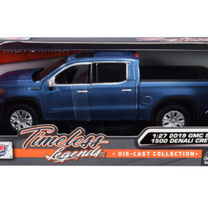 2019 GMC Sierra 1500 Denali Crew Cab Pickup Truck Blue Metallic 1/24-1/27 Diecast Model Car by Motormax