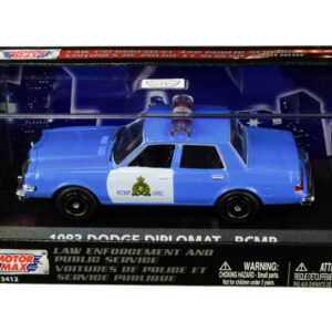 1983 Dodge Diplomat “Royal Canadian Mounted Police” (RCMP) Light Blue and White 1/43 Diecast Model Car by Motormax 1983 Dodge Diplomat “Royal Canadian Mounted Police” (RCMP) Light Blue and White 1/43 Diecast Model Car by Motormax