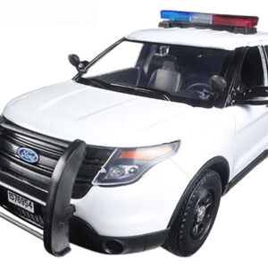 2015 Ford Police Interceptor Utility White with Flashing Light Bar and Front and Rear Lights and 2 Sounds 1/24 Diecast Model Car by Motormax