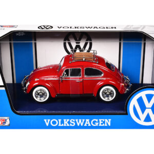 1966 Volkswagen Classic Beetle Red 1/24 Diecast Car Model by Motormax