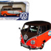 Volkswagen Type 2 (T1) Pickup with Surfboard Brown and Orange 1/24 Diecast Model Car by Motormax