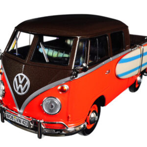 Volkswagen Type 2 (T1) Pickup with Surfboard Brown and Orange 1/24 Diecast Model Car by Motormax
