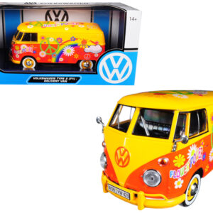 Volkswagen Type 2 (T1) Delivery Van Flower Power 1/24 Diecast Car Model by Motormax Volkswagen Type 2 (T1) Delivery Van Flower Power 1/24 Diecast Car Model by Motormax