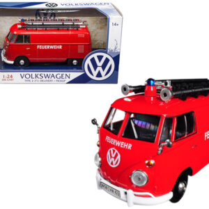 Volkswagen Type 2 (T1) Fire Van “Feuerwehr” Red 1/24 Diecast Model Car by Motormax Volkswagen Type 2 (T1) Fire Van “Feuerwehr” Red 1/24 Diecast Model Car by Motormax