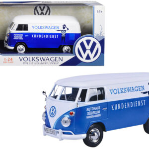 Volkswagen Type 2 (T1) Delivery Van Autohaus Sudekum “Kundendienst” Candy Blue and White 1/24 Diecast Model Car by Motormax