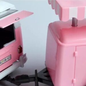 Volkswagen T1 Delivery Van with Ice-Cream Trailer Pink and White "Ice-Cream Shop" 1/24 Diecast Model Car by Motormax