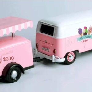 Volkswagen T1 Delivery Van with Ice-Cream Trailer Pink and White 
