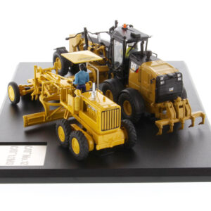 Cat Caterpillar No. 12 Motor Grader (Circa 1939-1959) and Cat Caterpillar 12M3 Motor Grader (Current) with Operators 