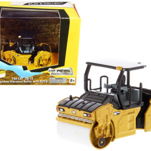 CAT Caterpillar CB-13 Tandem Vibratory Roller with ROPS “Play & Collect!” Series 1/64 Diecast Model by Diecast Masters