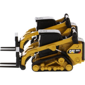Set of 2 pieces CAT Caterpillar 272D2 Skid Steer Loader and CAT Caterpillar 297D2 Compact Track Loader with Accessories 1/64 Diecast Models by Diecast Masters