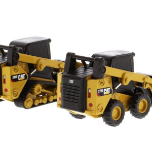 Set of 2 pieces CAT Caterpillar 272D2 Skid Steer Loader and CAT Caterpillar 297D2 Compact Track Loader with Accessories 1/64 Diecast Models by Diecast Masters