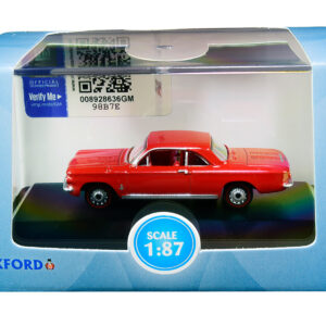 1963 Chevrolet Corvair Coupe Riverside Red with Red Interior 1/87 (HO) Scale Diecast Model Car by Oxford Diecast