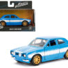 Brian’s Ford Escort Light Blue with White Stripes “Fast & Furious” Movie 1/32 Diecast Model Car by Jada