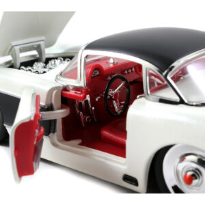 1957 Chevrolet Corvette Satin Cream Metallic with Matt Black Top and Side 1/24 Diecast Model Car by Jada