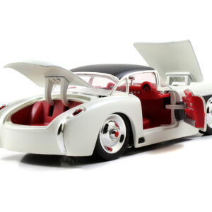 1957 Chevrolet Corvette Satin Cream Metallic with Matt Black Top and Side 1/24 Diecast Model Car by Jada
