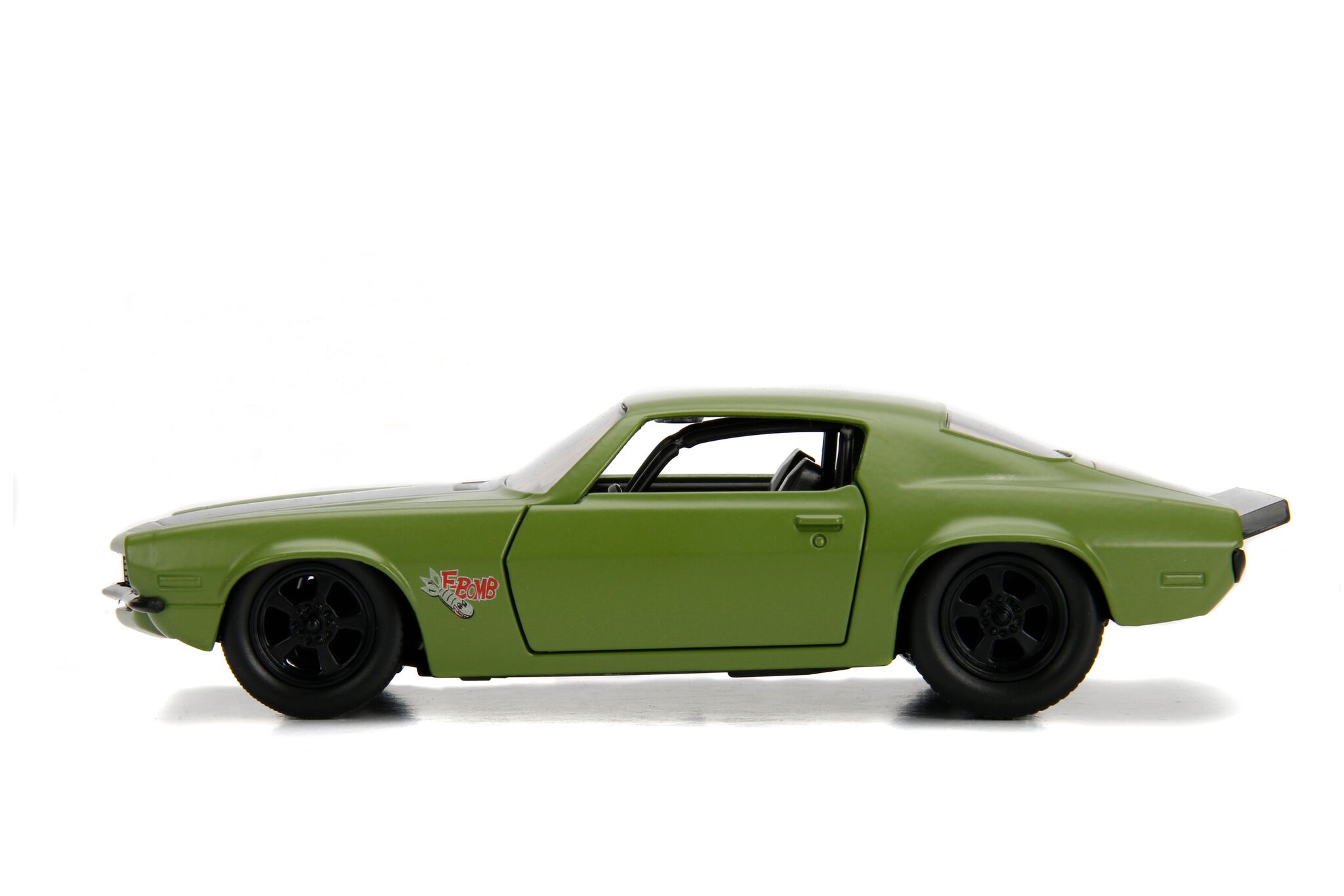 Dom's 1973 Chevrolet Camaro "F-Bomb" Matt Green with Black Hood Stripe "Fast & Furious" Movie 1/32 Diecast Model Car by Jada