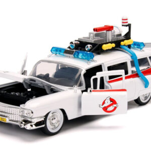 1959 Cadillac Ambulance Ecto-1 White "Ghostbusters" Movie "Hollywood Rides" Series 1/24 Diecast Model Car by Jada