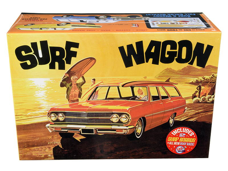 Skill 2 Model Kit 1965 Chevrolet Chevelle "Surf Wagon" with Two Surf Boards 4 in 1 Kit 1/25 Scale Model by AMT