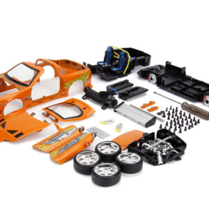 Model Kit Toyota Supra Metallic Orange with Brian Diecast Figure "Fast & Furious" Movie "Build N' Collect" 1/24 Diecast Model Car by Jada