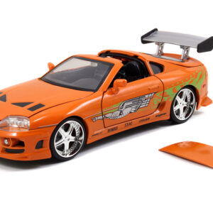 Model Kit Toyota Supra Metallic Orange with Brian Diecast Figure 