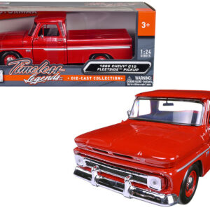 1966 Chevrolet C10 Fleetside Pickup Truck Red 1/24 Diecast Model Car by Motormax