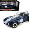 1965 Shelby Cobra 427 S/C Dark Blue Metallic with White Stripes with Printed Carroll Shelby’s Signature on the Trunk 1/18 Diecast Model Car by Shelby Collectibles 1965 Shelby Cobra 427 S/C Dark Blue Metallic with White Stripes with Printed Carroll Shelby’s Signature on the Trunk 1/18 Diecast Model Car by Shelby Collectibles