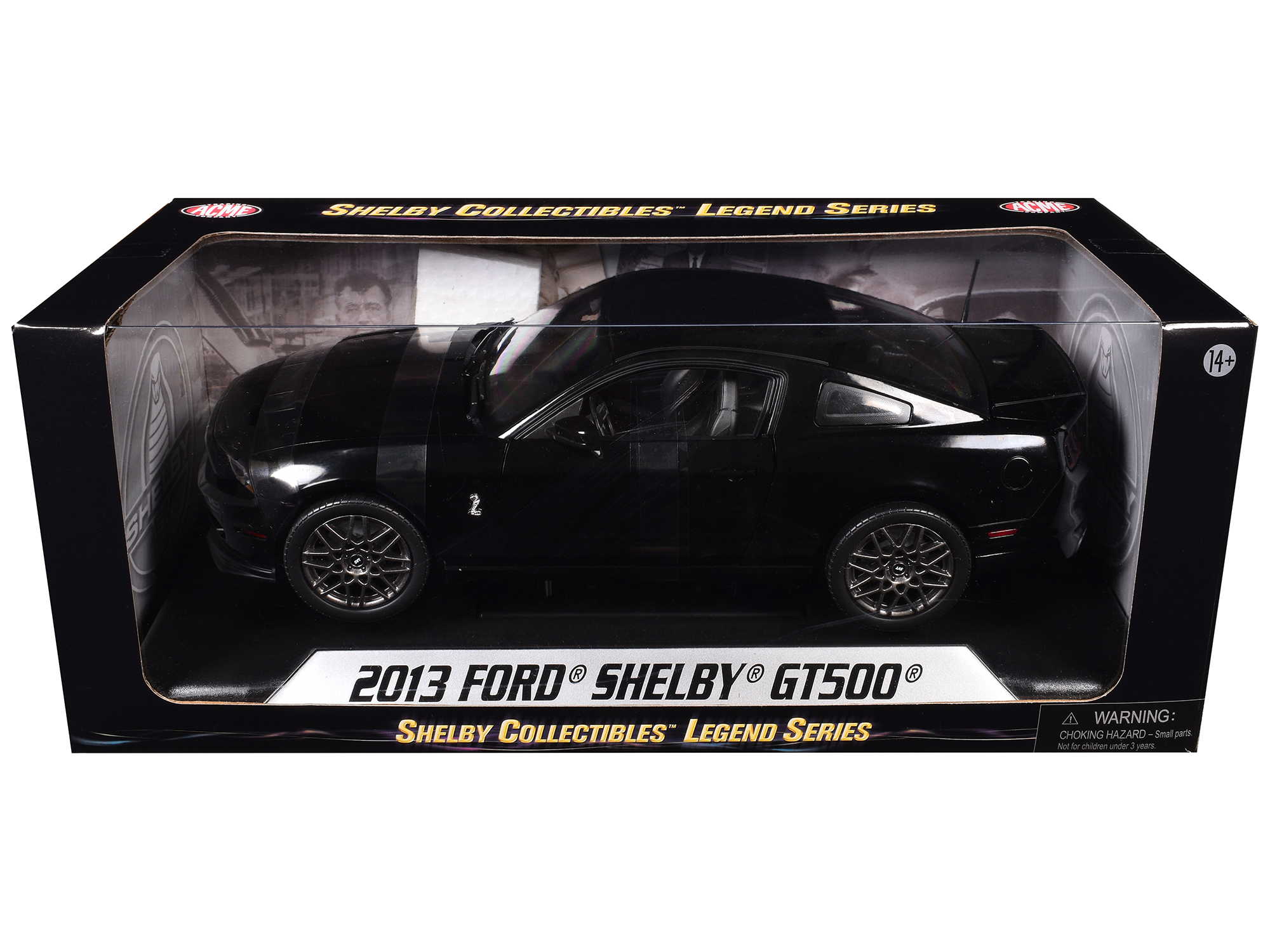 2013 Ford Shelby Mustang Cobra GT500 SVT Black with Black Stripes 1/18 Diecast Car Model by Shelby Collectibles
