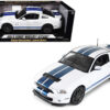 2013 Ford Shelby Cobra GT500 SVT White with Blue Stripes 1/18 Diecast Car Model by Shelby Collectibles 2013 Ford Shelby Cobra GT500 SVT White with Blue Stripes 1/18 Diecast Car Model by Shelby Collectibles