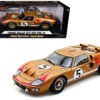 1966 Ford GT-40 MK II RHD (Right hand Drive) #5 Gold 24H of Le Mans 1/18 Diecast Model Car by Shelby Collectibles