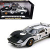 1966 Ford GT-40 MK II #7 Silver 1/18 Diecast Model Car by Shelby Collectibles