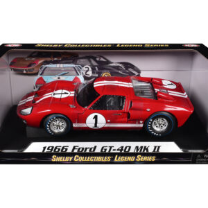1966 Ford GT-40 MK 2 Red #1 1/18 Diecast Model Car by Shelby Collectibles