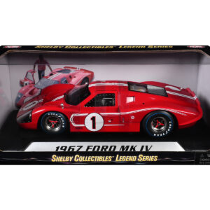 Ford GT MK IV #1 Red with White Stripes 24H of Le Mans (1967) 1/18 Diecast Model Car by Shelby Collectibles