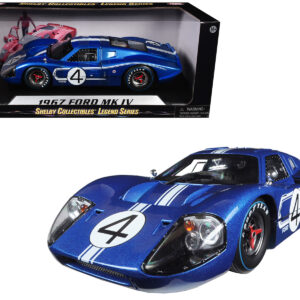 Ford GT MK IV #4 Blue L. Ruby – D. Hulme 24 Hours of Le Mans (1967) 1/18 Diecast Model Car by Shelby Collectibles