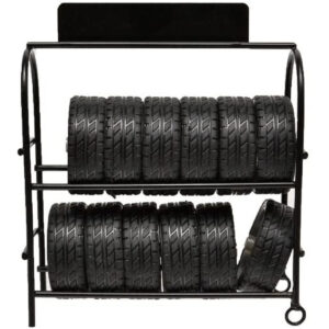 Metal Tire Rack with Rims and Tires for 1/24 Scale Models by American Diorama