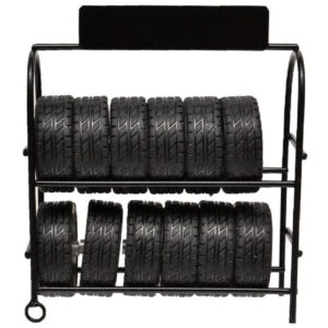 Metal Tire Rack with Rims and Tires for 1/24 Scale Models by American Diorama