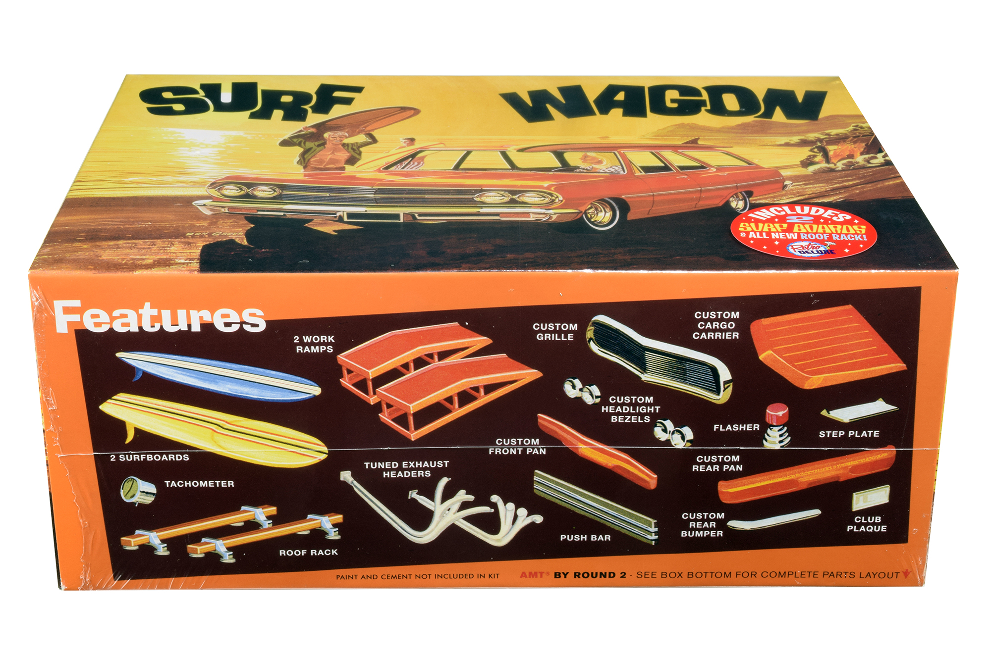 Skill 2 Model Kit 1965 Chevrolet Chevelle "Surf Wagon" with Two Surf Boards 4 in 1 Kit 1/25 Scale Model by AMT